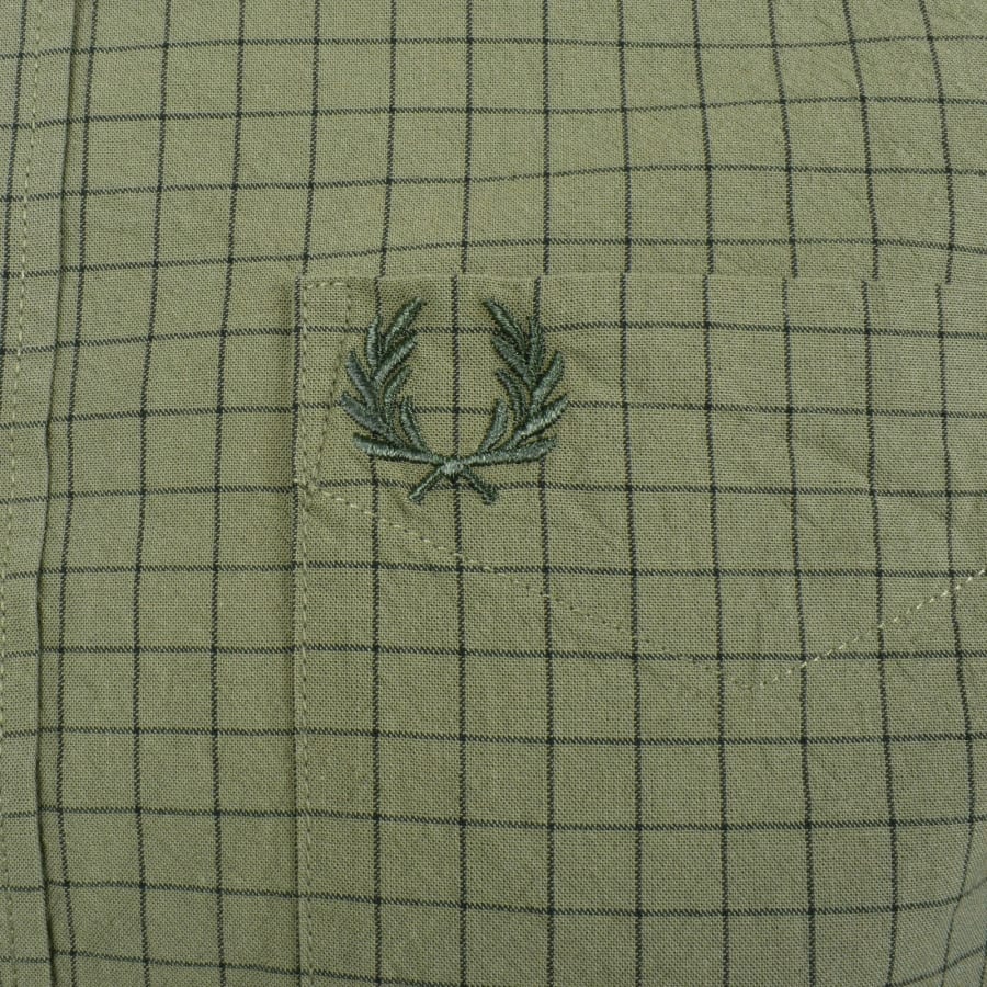 Fred Perry Grid Check Long Sleeve Shirt Green | Mainline